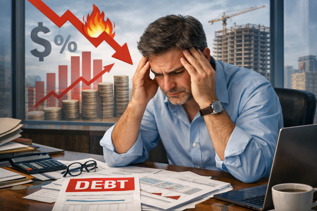 Stressed-at-the-desk_-financial-troubles-1024x683 The Real Estate Paradox 2026 India: Boom in Demands vs Hidden Financial Stress.